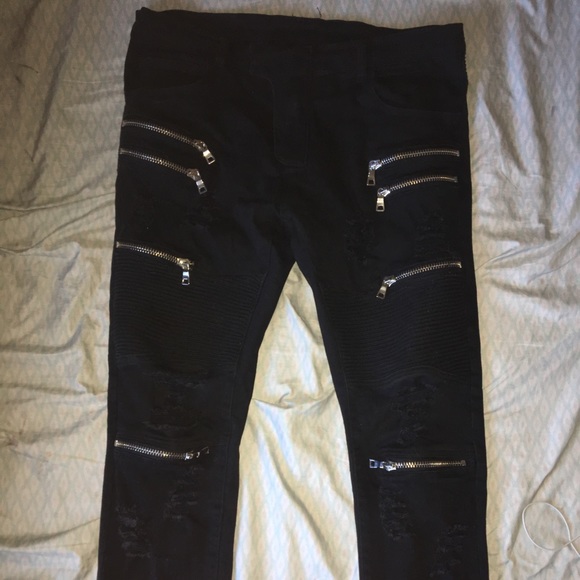 balmain zipper jeans